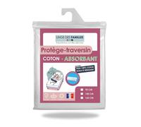 Protège Traversin 140 cm - Doux et Absorbant - Molleton 100% Coton - Elastiqué aux Bouts - Fabriqué en Europe - Linge des Familles