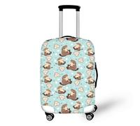 Protege Valise Animaux Bruns Verts Housse Valise Protection Élastique et Lavable Polyester Spandex pour Voyages Vacances Ajustement Parfait Luggage Cover Réutilisable (L)