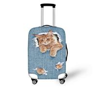 Protege Valise Cat Bleu Cowboy Housse Valise Protection Élastique et Lavable Polyester Spandex pour Voyages Vacances Ajustement Parfait Luggage Cover Réutilisable (L)