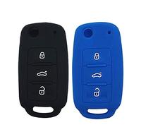 Protéger la clé Porte-clés Intelligent en Silicone, 2 pièces, télécommande d'entrée sans clé pour Volkswagen Jetta GTI Passat Golf Tiguan Touareg Beetle, Noir/Rose