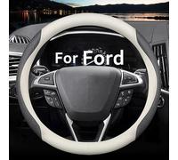 Protéger Le Volant Couvre-Volant en Cuir Nappa Fin et élégant, pour Accessoires de Couvre-Volant Ford, Modification intérieure, Noir(White and Black)