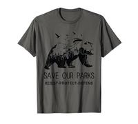 Protéger l'ours sauver nos Parcs résister à la Montagne du Parc National T-Shirt
