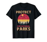 Protéger nos Parcs nationaux rétro Coucher de Soleil Conservation de la Nature T-Shirt