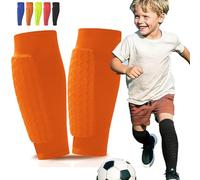 Protegetibia,protègetibia Enfant,protègetibia,protège Tibia Foot,protège Tibia Foot Enfant avec de Longs Coussinets Cellulaires Protection Solaire Légers et Respirants (Orange, S(âge 6-10 Ans))