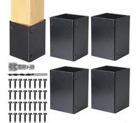 Protégez et couvrez les poteaux en bois avec couvercle de poteau réglable en acier inoxydable de 7,6 cm, 7,6 cm, 15,2 cm de diamètre avec pièces en L qui se chevauchent et kit de quincaillerie (A)
