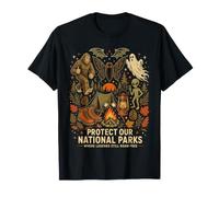 Protégez nos Parcs nationaux Feu de Camp Alien Mothman Big Foot T-Shirt