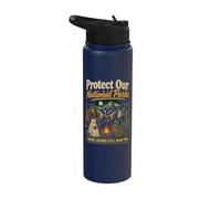 Protégez nos parcs nationaux Mothman Cryptid Weirdcore Horror Stainless Steel Insulated Water Bottle
