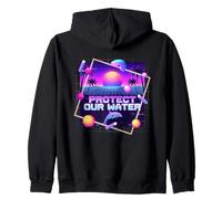 Protégez Notre Eau Synthwave Dolphin 80s Conservation de l'Océan Sweat à Capuche