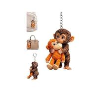 Protégez-vous avec le Porte-clés Singe, Nouveau 2026, Singe Mignon 3D Tenant un Jouet en Peluche, Porte-clés Singe Drôle en Peluche pour Sac à Dos, Porte-Monnaie, Clés de Voiture, Cadeau, a, 2.5in