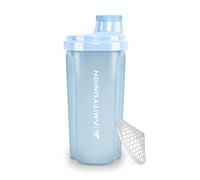 Protein Shaker 500 ml "Heaven" étanche, sans BPA avec tamis cliquable et balance pour shakes de lactosérum crémeux, coupes de fitness pour isolats et concentrés sportifs, original en Bleu ciel