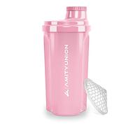 Protein Shaker 700 ml "Heaven" étanche, sans BPA avec tamis cliquable et balance pour shakes de lactosérum crémeux, coupes de fitness pour isolats et concentrés sportifs, original en Rose corail