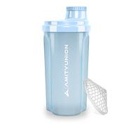 Protein Shaker 700 ml "Heaven" étanche, sans BPA avec tamis cliquable et balance pour shakes de lactosérum crémeux, coupes de fitness pour isolats et concentrés sportifs, original en Bleu ciel