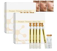 Protein Thread Lifting Set with Facial Serum, Silk Peptide Intensive Korean Silk Lifting Peptide Ampoule Face Collagen, ilk Lift eptide Serum, Smoothes Fine Lines for All Skin Types (2Set)