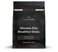 THE PROTEIN WORKS - Diet Breakfast Smoothie | Petit-déjeuner sur le pouce | Hyperprotéiné et peu sucré | 9 Portions | Latte Caramel | 500g