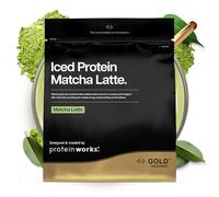Protein Works | Iced Protein Matcha Latte - GOLD Innovation, Thé Vert Matcha Premium, Mélange Whey, 26 mg Caféine, High-Protein, Sans Sucre, Soutient Concentration, 33 Portions, 1kg