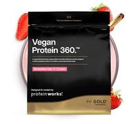 Protein Works | Vegan Protein 360 - Gold, Fraise à la Crème, 2kg | Protéine Végane, Mélange Multi-Protéines, 100% Végétal, Faible en Gras, 12 Vitamines & Minéraux, 87 bienfaits, 66 Portions