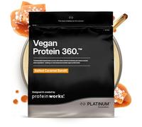 Protein Works | Vegan Protein 360 - Platinum, Caramel Salé, 1kg | Poudre Protéinee Végane Avancée, 4 Protéines, Oméga 3, Électrolytes, Probiotques, 26 Vitamines & Minéraux, 166 Bienfaits