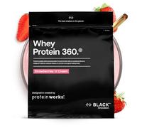 Protein Works | Whey Protein 360 - BLACK Innovation, Protéine Whey en Poudre, Qualité Premium, Mélange Tri-Protéines, Sans Sucres Ajoutés, Acides Aminés Complets, Fraise à la Crème, 20 Portions, 600g