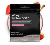 Protein Works | Whey Protein 360 - PLATINUM Innovation, Protéines Whey Isolate, Electrolytes Ajoutés, Enzymes Digestives, Omega 3, Sans Sucres Ajoutés, Fraise à la Crème, 17 Portions, 600 g