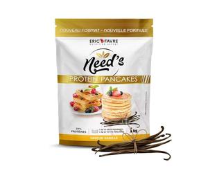PROTEINE PANCAKE NEED's - Poudre Protéinée pour Pancakes, Crêpes, Gaufres - Pâte Pancake Protéine Riche en Fibres, Glucides, Faible en Sucre - 1kg - Saveur Vanille - Eric Favre