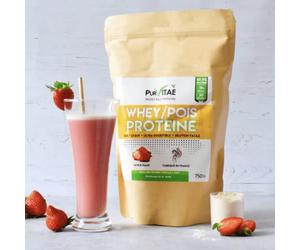 Protéine très concentrée - Whey Pois 80% de protéines | Lait origine FRANCE | 18 acides aminés | Digeste | Sans mousse & sans grumeaux | Goût Naturel | Idéale prisse de masse propre