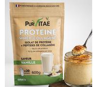 Protéine Whey Collagène - Jusqu'à 86% de protéine et 15g de collagène français | Goût naturel Vanille | Sans odeur de poisson | le plus haut dosage