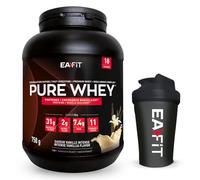 Proteine Whey - LOT Whey Vanille 750g + Shaker Noir avec agitateur en acier - EAFIT Marque Française