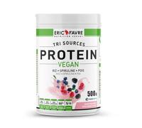 PROTEINES VEGAN TRI-SOURCE - Protéines Végétales Vegan Savoureuses Pour le Développement Musculaire - Riz Spiruline Pois - Assimilable Rapidement - 500g - Saveur Triple Berry - Eric Favre