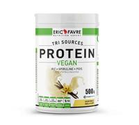 PROTEINES VEGAN TRI-SOURCE - Protéines Végétales Vegan Savoureuses Pour le Développement Musculaire - Riz Spiruline Pois - Assimilable Rapidement - 500g - Saveur Vanille - Eric Favre