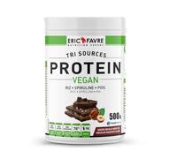 PROTEINES VEGAN TRI-SOURCE - Protéines Végétales Vegan Savoureuses Pour le Développement Musculaire - Riz Spiruline Pois - Assimilable Rapidement - 500g - Saveur Chocolat/Noisette - Eric Favre