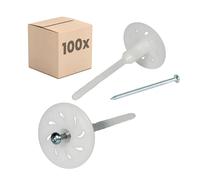 PROTEKTOR 100x Chevilles à vis isolantes Ø8x140mm avec vis acier galvanisé, Cheville ITE, pour isolation façade, longue tige