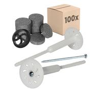 PROTEKTOR 100x Chevilles à vis pour isolant, prémontées Ø8 x 200mm | Cheville ITE avec 200 rondelles + 1 fraise inclus pour isolation de façade avec vis en acier galvanisé