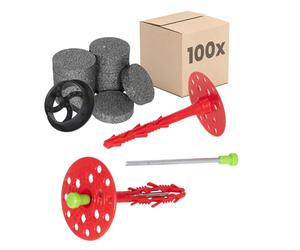 PROTEKTOR 100x Kit chevilles isolation Ø8x180mm avec rondelle, fraise & clou acier pour ITE, chevilles à frapper façade rosace certifiées ETA toutes catégories