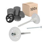 PROTEKTOR 100x Kit de Chevilles d'isolation ITE Ø8x160mm pré-montée (+ 200x rondelles + 1 fraise) pour la fixation façade isolation avec vis en acier galvanisé