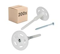 PROTEKTOR 200x Cheville à visser pour isolant Ø8x120mm avec vis acier galvanisé, cheville ITE, pour isolation façade, longue tige