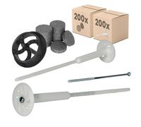 PROTEKTOR 200x Kit de Chevilles d'isolation ITE Ø8x300mm (+ 200x rondelles + 1 fraise) pour la fixation façade isolation