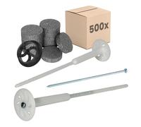 PROTEKTOR 500x Chevilles à vis pour isolant, prémontées Ø8 x 340mm | Cheville ITE avec 600 rondelles + 1 fraise inclus pour isolation de façade avec vis en acier galvanisé