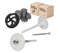 PROTEKTOR 500x Kit de Chevilles d'isolation ITE Ø8x140mm pré-montée (+ 600x rondelles + 1 fraise) pour la fixation façade isolation avec vis en acier galvanisé