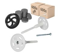 PROTEKTOR 600x Kit de Chevilles d'isolation ITE Ø8x160mm (+ 600x rondelles + 1 fraise) pour la fixation façade isolation