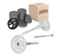 PROTEKTOR Kit 200 chevilles à visser isolant Ø8x120mm + rondelle, fraise & vis acier, cheville ITE, pour isolation façade, cheville fût long