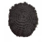 Prothèse capillaire Remy pour homme 4 mm-25 m Peau Full PU Afro Curl Postiche Cheveux humains Remy Cheveux 15,2 cm 7x9#130#10mm Wave