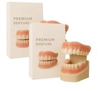 Prothèse dentaire de qualité supérieure, prothèse en silicone bouche complète, kit de reins supérieur et inférieur, prothèses dentaires ensemble de fausses dents pour hommes et femmes (2 SET)