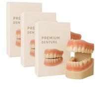 Prothèse dentaire de qualité supérieure, prothèse en silicone bouche complète, kit de reins supérieur et inférieur, prothèses dentaires ensemble de fausses dents pour hommes et femmes (3 SET)