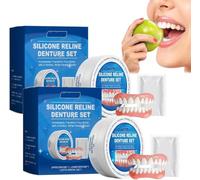 Prothese Dentaire Silicone,Dentier Silicone,Bikenda Prothese Dentaire Silicone,1 Upper Dental Device + 1 Lower Dental,Pour Hommes Et Femmes, Sourire Naturel au Quotidien，2Pcs