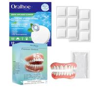 Prothèses dentaires à adhérence instantanée de qualité supérieure pour prothèses dentaires supérieures et inférieures - Avec 50 g de colle de réparation dentaire et 12 tablettes de nettoyage - Ciment