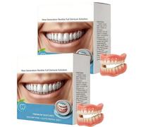 Prothèses dentaires complètes, kit de rebasage en silicone, solution flexible nouvelle génération pour prothèses dentaires complètes, confortables, en silicone, pour hommes et femmes (2pcs)