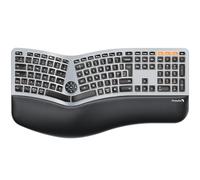 ProtoArc Clavier ergonomique sans fil rétroéclairé EK01 Plus avec repose-poignet, design divisé, chargement USB-C, Bluetooth et USB, saisie naturelle, compatible avec Windows/Mac/Android