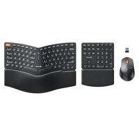 ProtoArc Clavier Souris Ergonomique EKM04 2,4 GHz sans Fil avec pavé numérique séparé, Design divisé, Repose-Poignet Rigide, Rechargeable, pour Ordinateur de Bureau/Ordinateur Portable Windows
