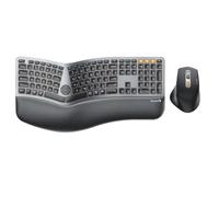 ProtoArc Clavier souris ergonomique sans fil Bluetooth sans fil avec repose-poignet rembourré, design divisé, rechargeable, compatible avec Windows, Mac OS - Gris et noir