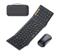 ProtoArc Clavier Souris sans Fil Pliable, XKM01 Clavier Bluetooth AZERTY pour Affaires et Voyages, 2.4G + Dual Bluetooth Pleine-Taille Clavier iPad Portable pour Telephone Tablette